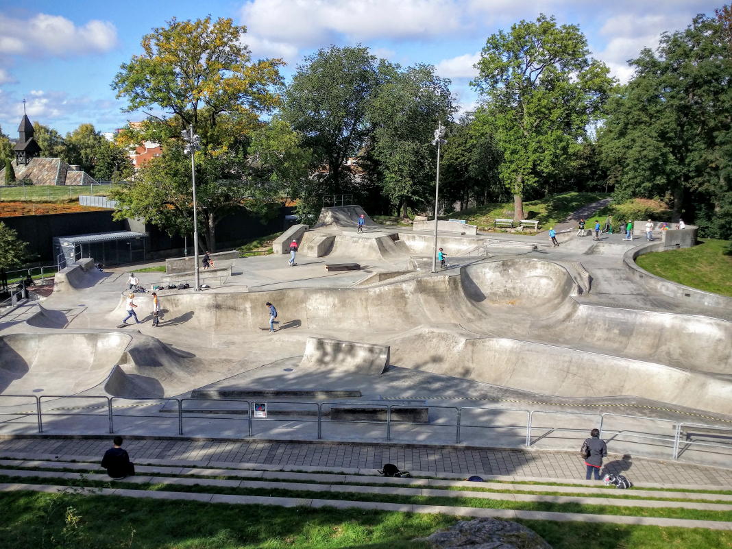 Free outdoor skatepark in central Gothenburg